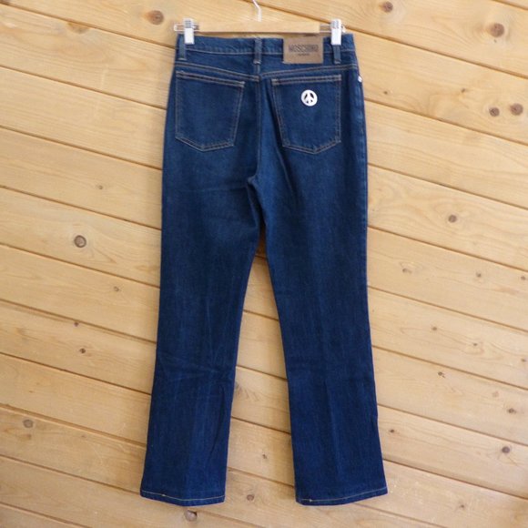 Moschino 26 Blue Vintage Mid-Rise Donna Jeans *Hemmed *Altered Straight Boot Cut - Picture 1 of 16